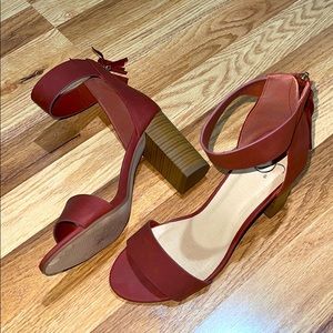 Burgundy chunky heels